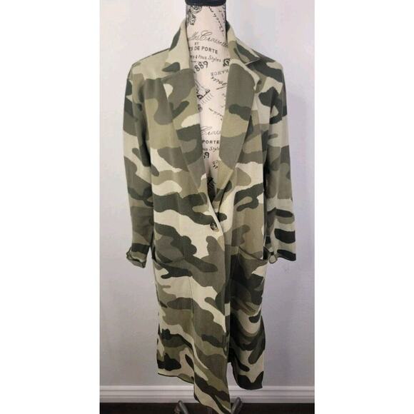Maeve Anthropologie Kieran Camo Sweater Coat Small Green Motif Camouflage Floor - Picture 4 of 13